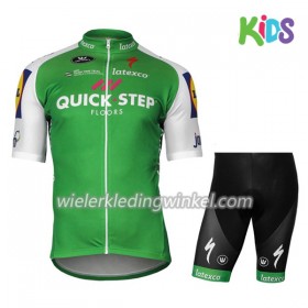 Set Wielershirt + Fietsbroek Kort 2017 Quick-Step Floors Kids N002